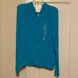 VS Pink Aqua Blue ZIP Up Hoodie Sweatshirt size medium